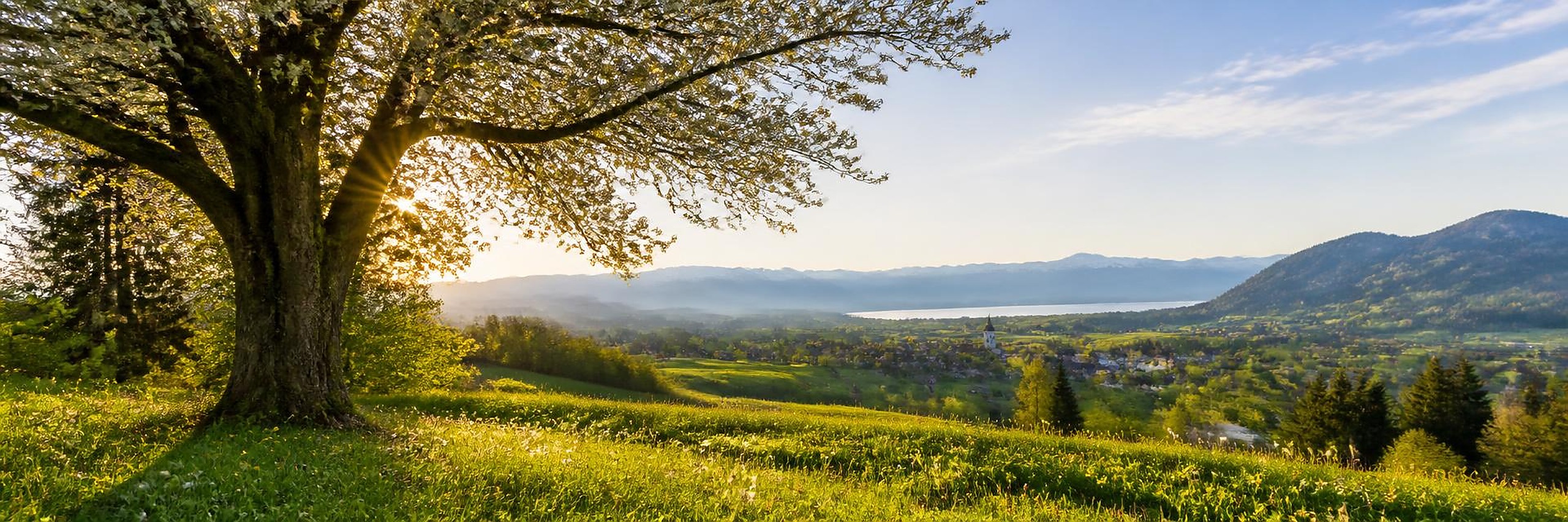 Frühlingslandschaft im Inntal bei Rosenheim-Aising
